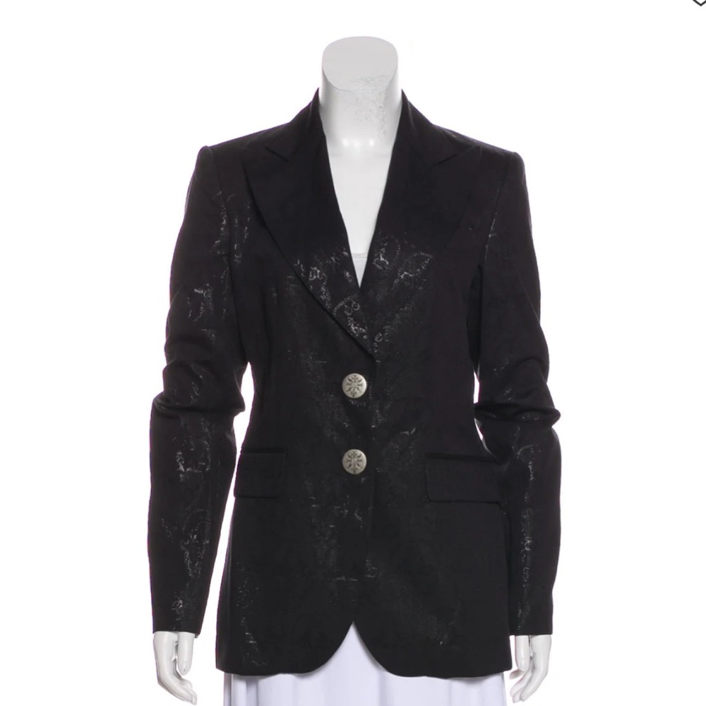 Thomas Wylde
Metallic Jacquard Peak-Lapel Blazer